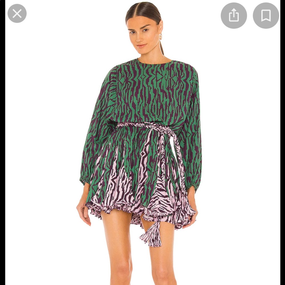 Rhode Ella Dress - Pixilated Zebra Green